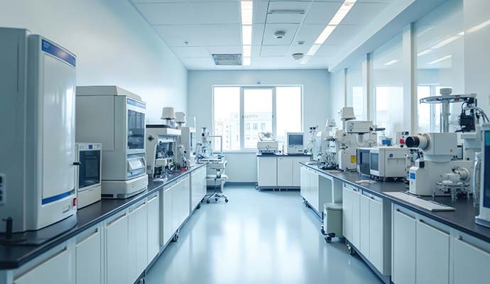 Modern chemical laboratory facility with analytical equipment