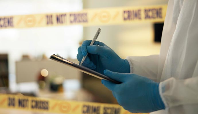 Crime scene investigation at hotel room