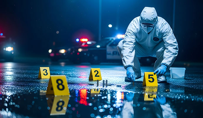 Forensic technician documenting evidence