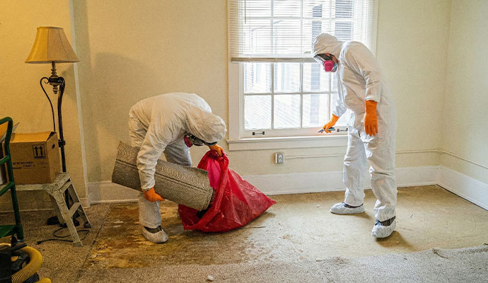 Professional team cleaning a trauma scene