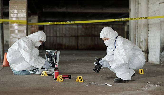 Professional team working on a suicide scene